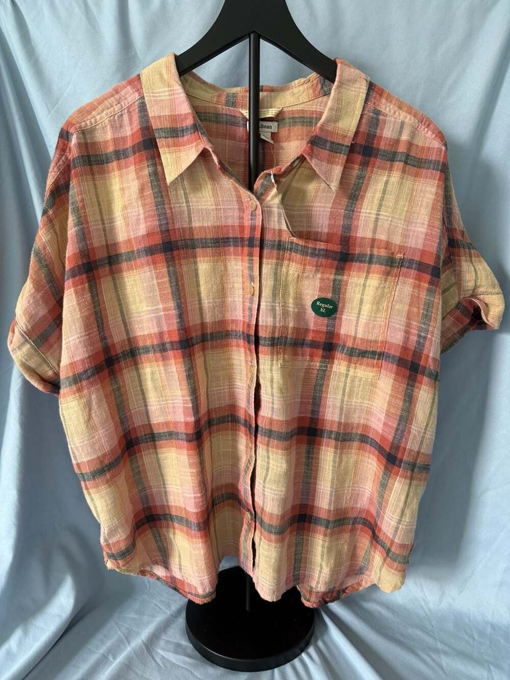 L.L.Bean Day Breeze Short Sleeve Button-Down Plaid Shirt